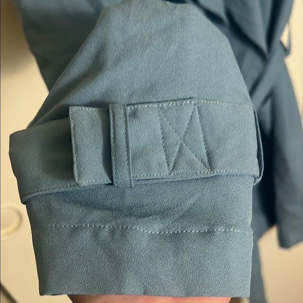 Lightweight Blue Ruffle Trench Coat - Picture 3 of 4